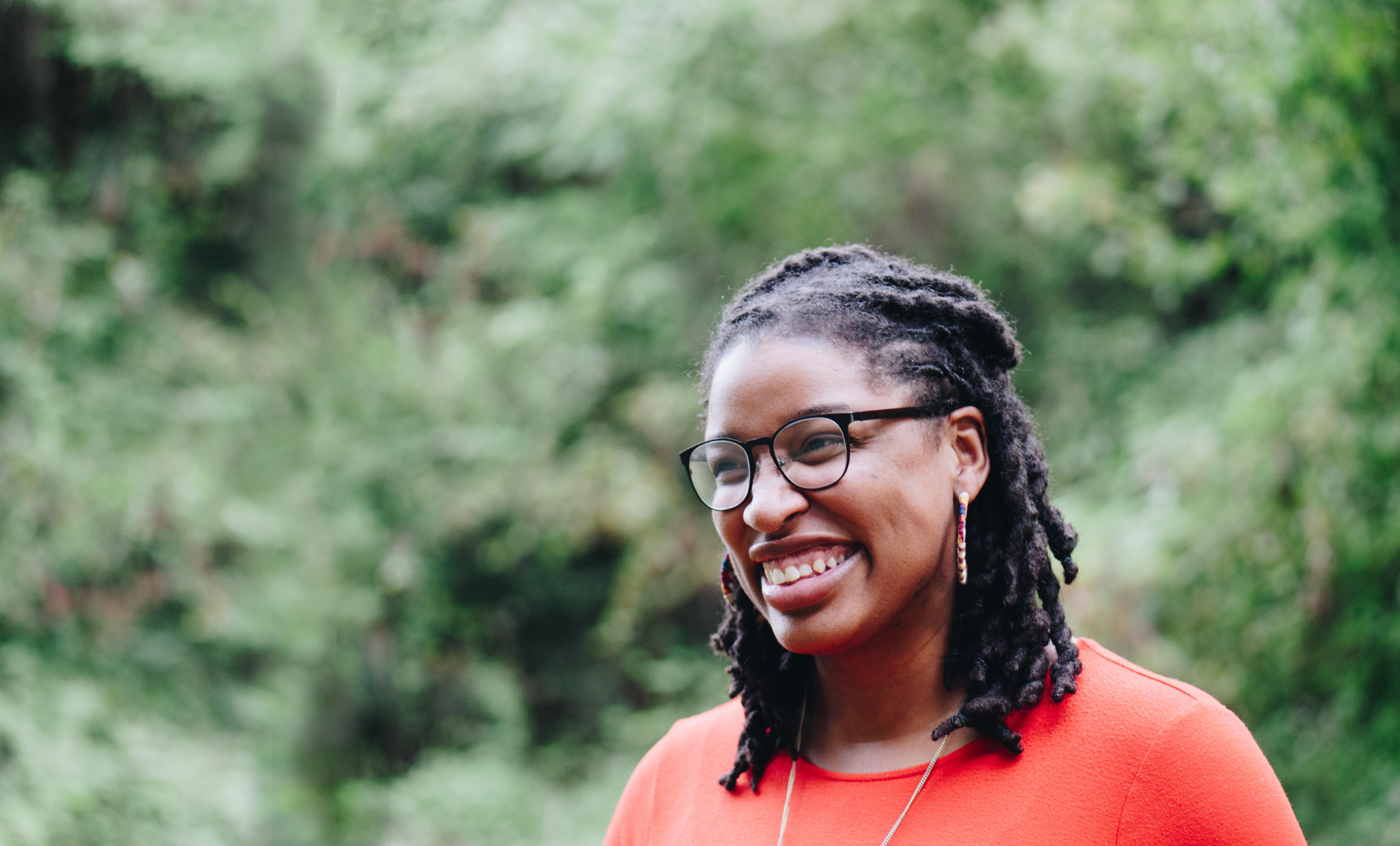 solo woman smiling